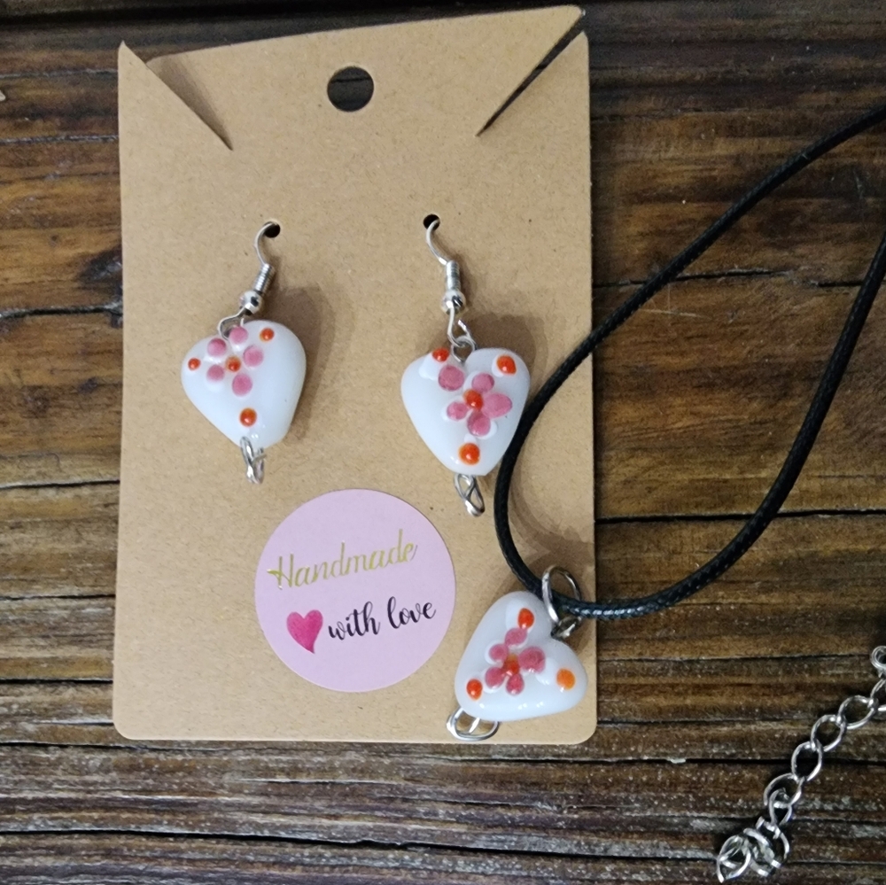 Handmade Heart Earrings and Necklace set